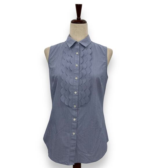 Banana Republic Button Up Top Size 8 light blue Scalloped Preppy Coquette Work - Picture 1 of 10